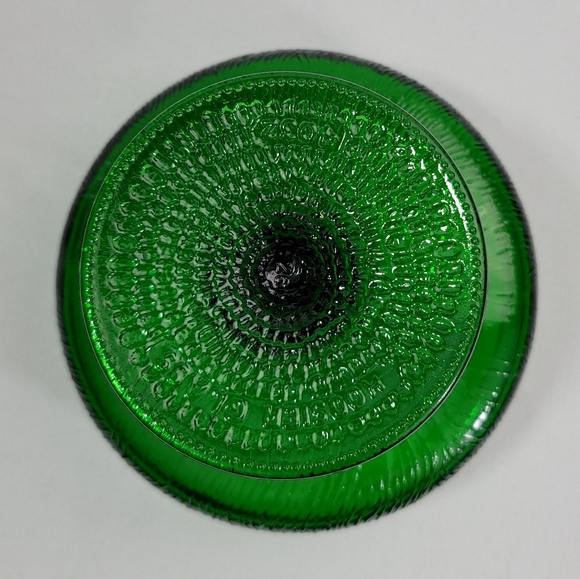 Vtg Hoosier Glass Tree Bark Motif Green Glass Compote - Picture 14 of 15